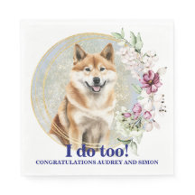 Guardanapos de casamento Akita Inu com foto de cãe