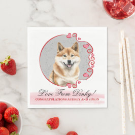 Guardanapos de casamento Akita Inu com foto de cãe