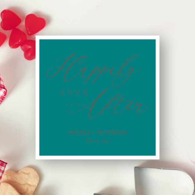 Guardanapos de casamento azul-turquesa em Cooper S (Personalized Elegant Cooper Script Teal Wedding Napkins)
