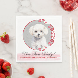 Guardanapos de casamento Bichon Frise com foto de