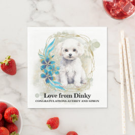 Guardanapos de casamento Bichon Frise com foto de