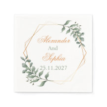 Guardanapos de casamento Blush Gold Greenery Eucla
