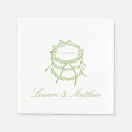 Guardanapos de casamento Bolo de casamento verde c