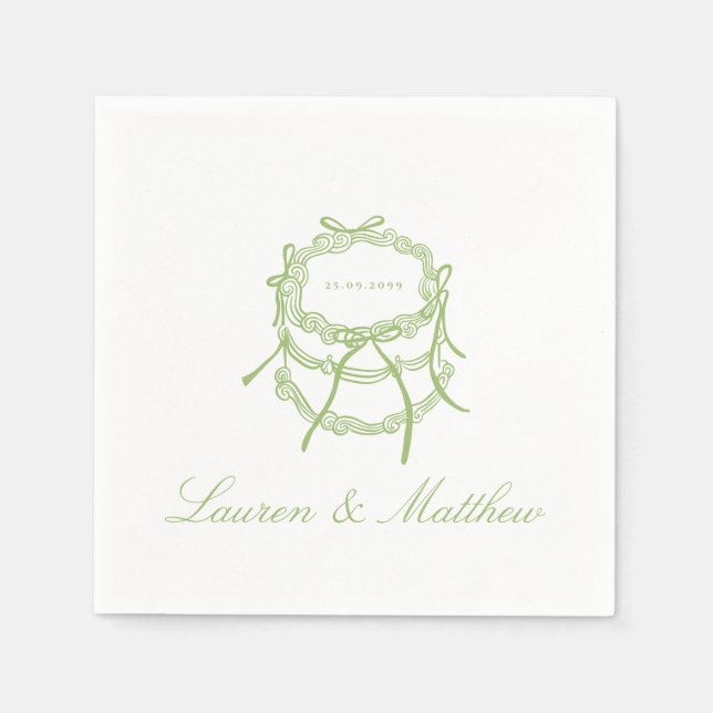 Guardanapos de casamento Bolo de casamento verde c (Frente)
