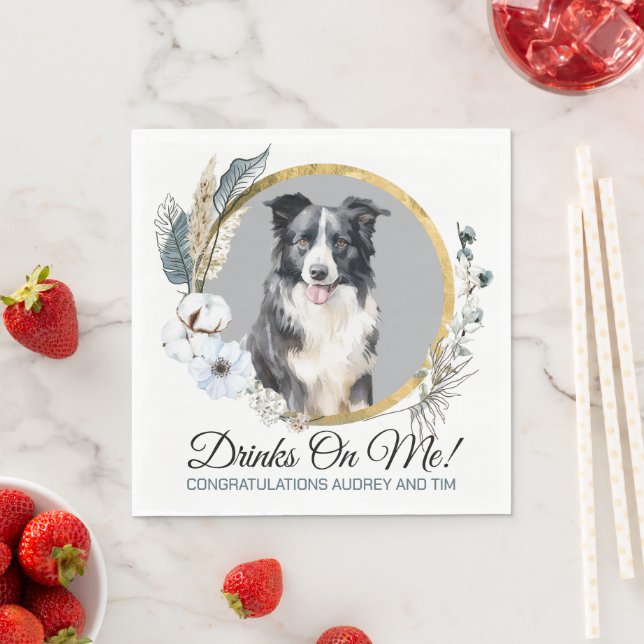 Guardanapos de Casamento Border Collie Com Foto de (Insitu)