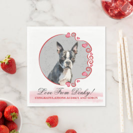 Guardanapos de casamento Boston Terrier com foto d