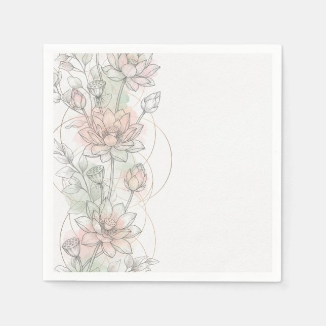Guardanapos de casamento botânico Blush Lotus (Frente)