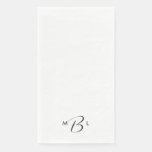 Guardanapos de casamento brancos com fonte de mono