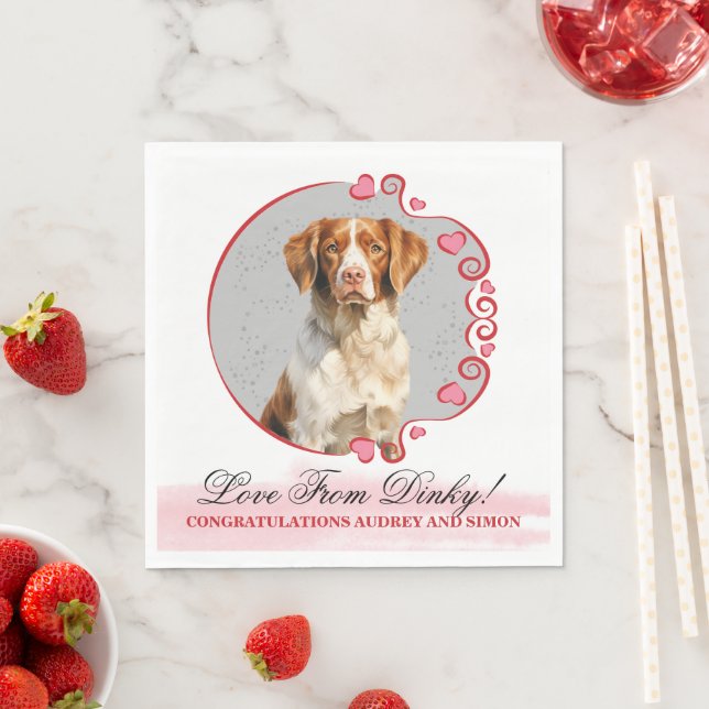 Guardanapos de casamento Brittany Spaniel com foto (Insitu)
