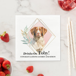 Guardanapos de casamento Brittany Spaniel com foto