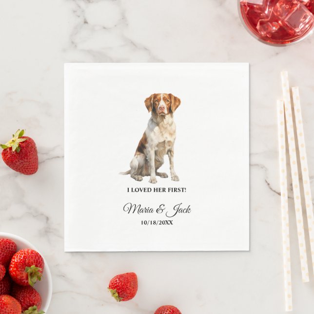 Guardanapos de casamento Brittany Spaniel com foto (Insitu)
