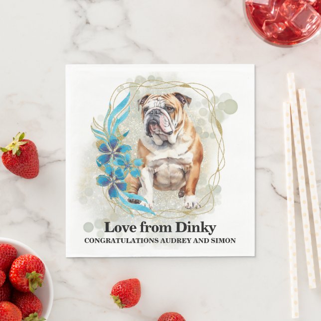 Guardanapos de casamento Bulldog com foto de cães (Insitu)