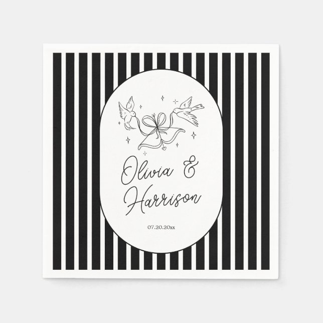 Guardanapos de casamento caprichosos listrados de  (Frente)
