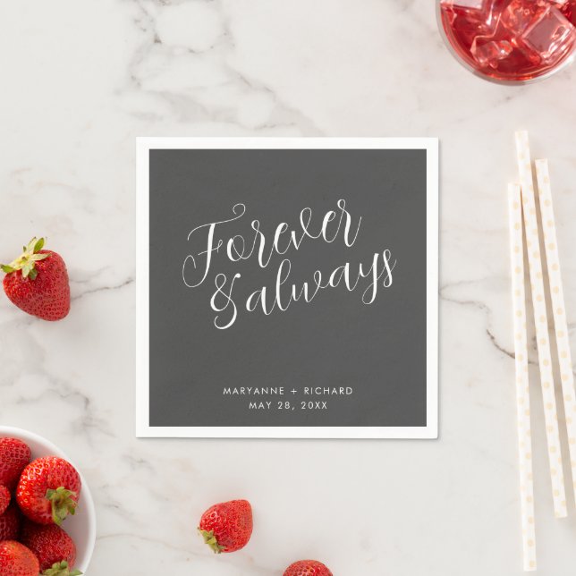 Guardanapos de casamento cinza com escrita Forever (Insitu)