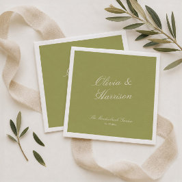 Guardanapos de casamento clássicos verde oliva