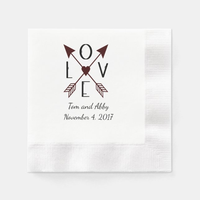 Guardanapos de casamento com Amor Personalizado co (Frente)