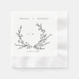 Guardanapos de casamento com arte de linha floral