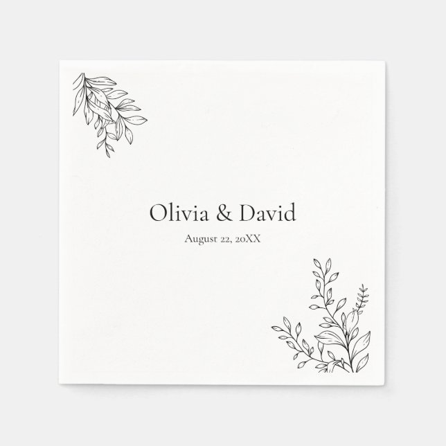 Guardanapos de casamento com arte de linha minimal (Frente)