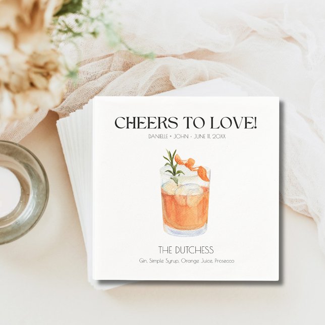 Guardanapos de casamento com bebida personalizada (Custom Signature Cocktail Wedding Napkins)