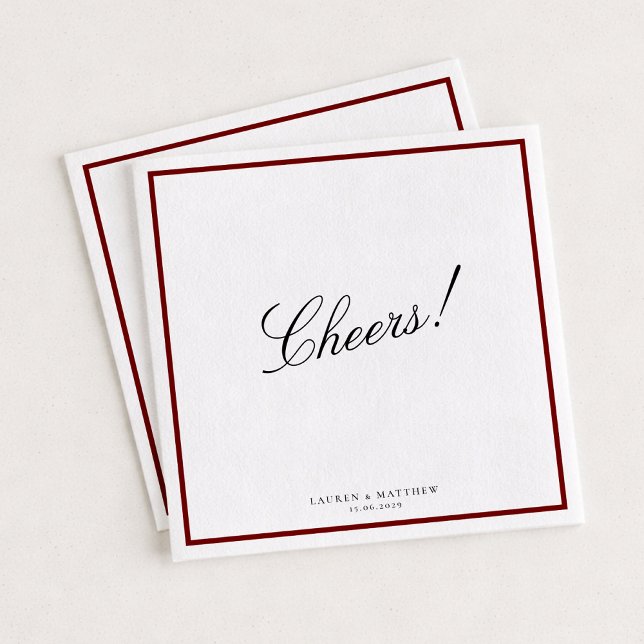 Guardanapos de Casamento com Borda Vermelho Intens (Criador carregado)