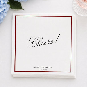 Guardanapos de Casamento com Borda Vermelho Intens