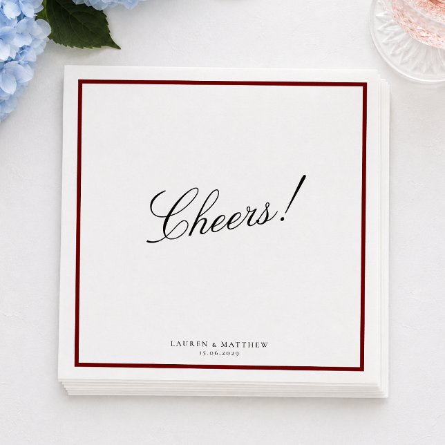 Guardanapos de Casamento com Borda Vermelho Intens (Criador carregado)