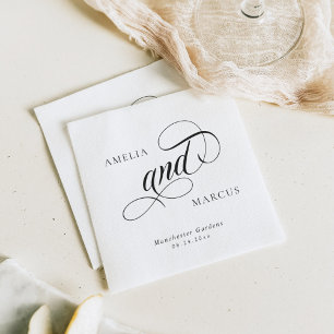 Guardanapos de casamento com caligrafia clássica v