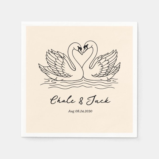 Guardanapos de casamento com casal de cisnes desen (Frente)