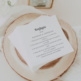 Guardanapos de casamento com fatos divertidos e tr