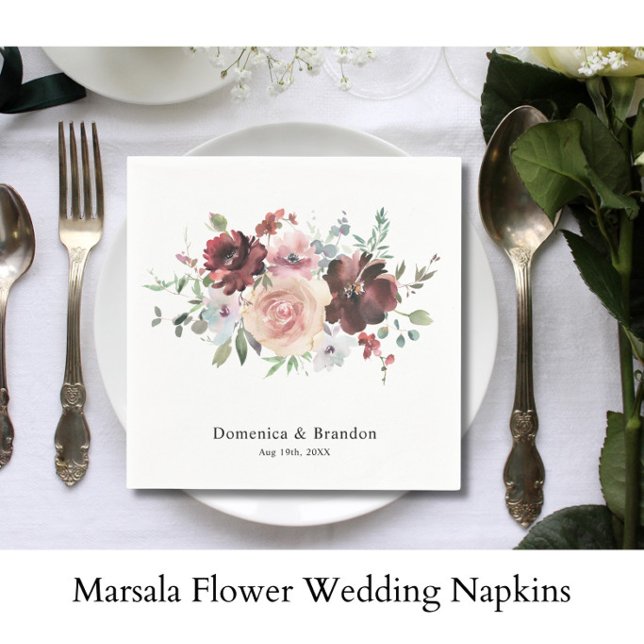 Guardanapos de casamento com flor de Marsala (Criador carregado)