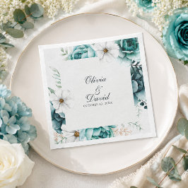 Guardanapos de casamento com flor silvestre azul-v