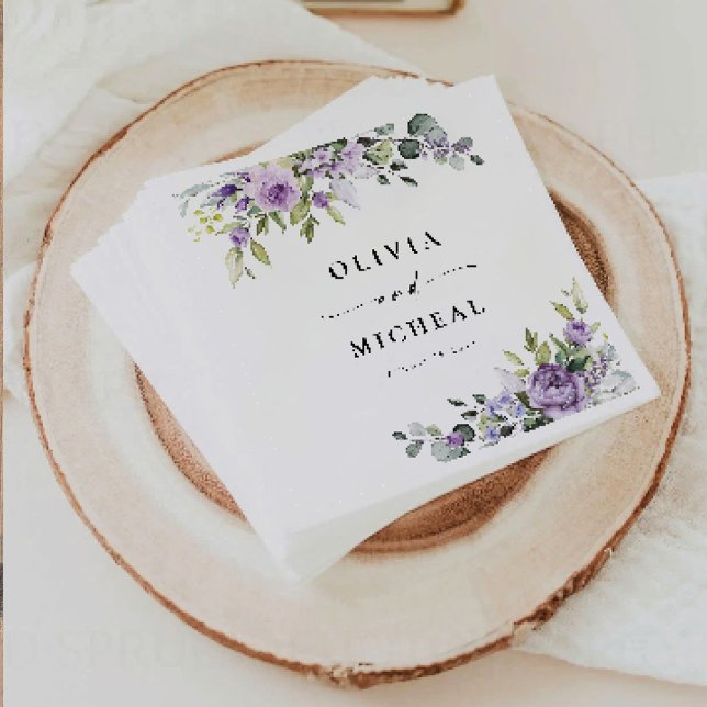 Guardanapos de casamento com flores violetas român (Criador carregado)