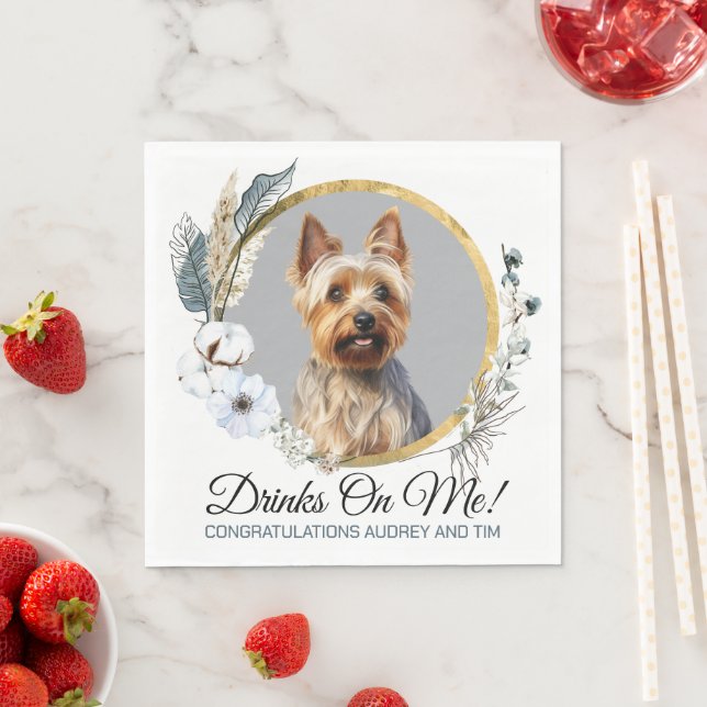 Guardanapos de casamento com foto de cachorro Terr (Insitu)