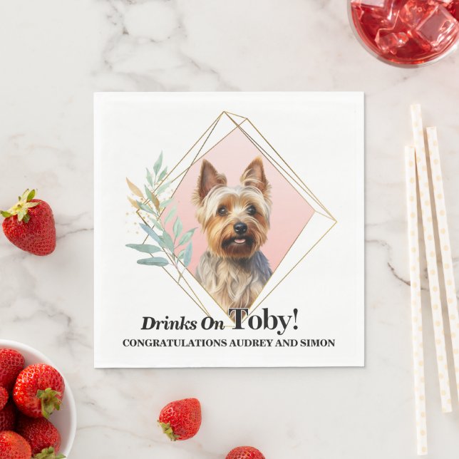 Guardanapos de casamento com foto de cachorro Terr (Insitu)