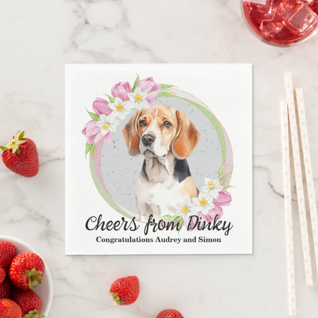 Guardanapos de casamento com foto de cães Beagle (Insitu)