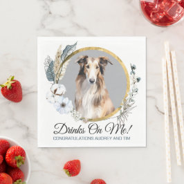 Guardanapos de casamento com foto de cães Borzoi