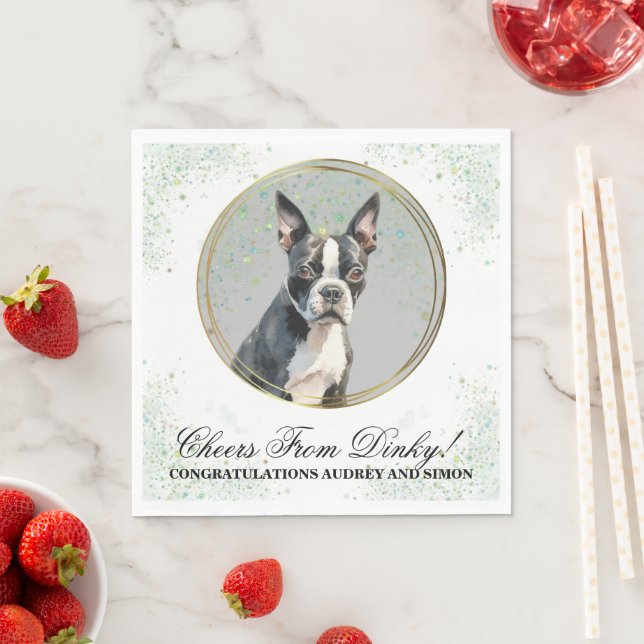 Guardanapos de casamento com foto de cães Boston T (Insitu)