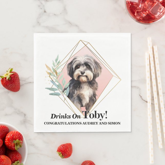 Guardanapos de casamento com foto de cães Havanese (Insitu)