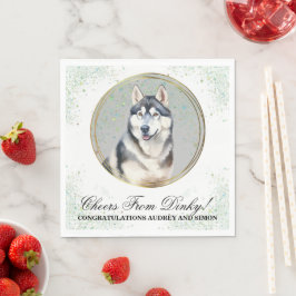 Guardanapos de casamento com foto de cães Husky Si
