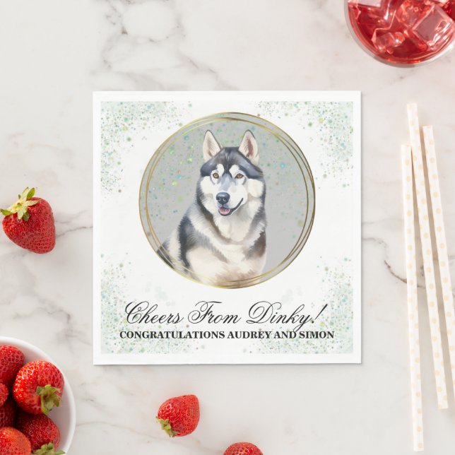 Guardanapos de casamento com foto de cães Husky Si (Insitu)