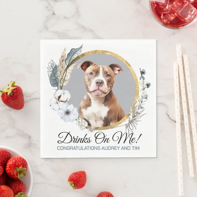 Guardanapos de casamento com foto de cães Pitbull (Insitu)