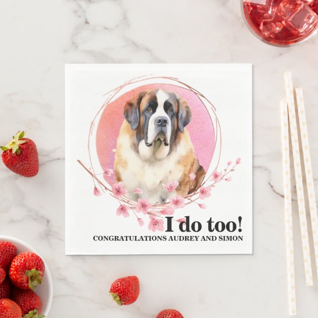 Guardanapos de casamento com foto de cães São Bern (Insitu)