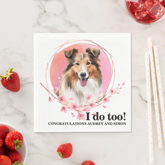 Guardanapos de Casamento com Foto de Cães Shetland (Insitu)