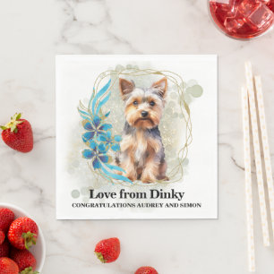 Guardanapos de casamento com foto de cães Yorkshir