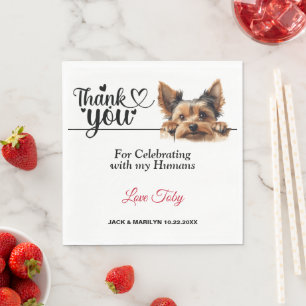 Guardanapos de casamento com foto de cães Yorkshir