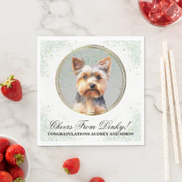 Guardanapos de casamento com foto de cães Yorkshir