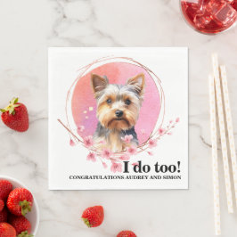 Guardanapos de casamento com foto de cães Yorkshir