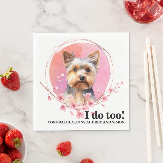 Guardanapos de casamento com foto de cães Yorkshir (Insitu)