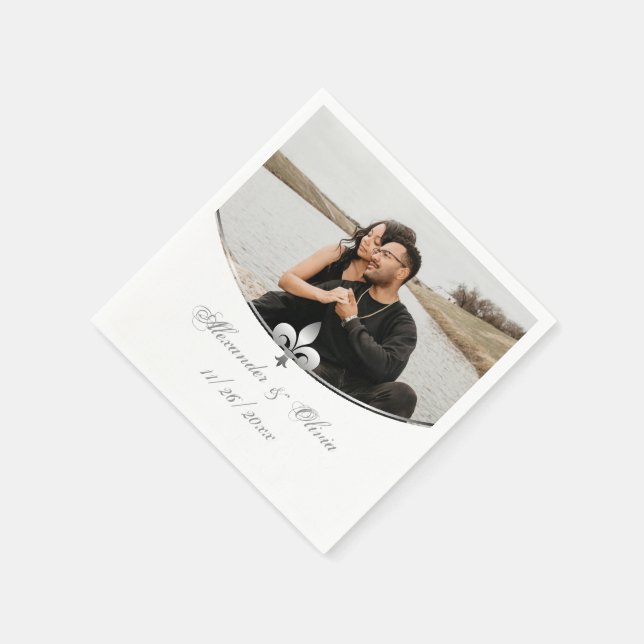 Guardanapos de casamento com foto de flor de lis p (Canto)