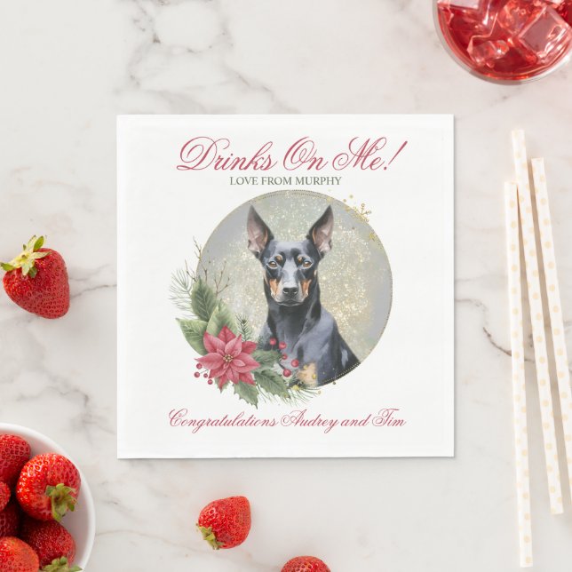 Guardanapos de casamento com foto de Pinscher Alem (Insitu)